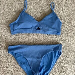 Roxy Light Blue Ribbed Bikini Set